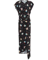 Rabanne - Draped Floral-print Stretch-jersey Midi Dress - Lyst