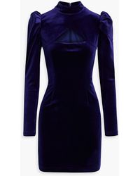 ONE33 SOCIAL - Cutout Gathered Velvet Mini Turtleneck Dress - Lyst