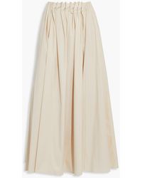 ROKSANDA Allegra Pleated Cotton-poplin Midi Skirt - Natural