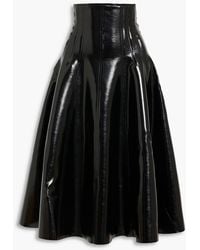 Norma Kamali - Grace Flared Glossed Midi Skirt - Lyst