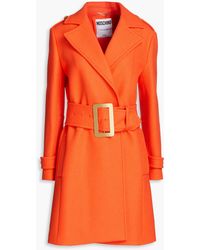 Moschino - Belted Wool-blend Twill Coat - Lyst