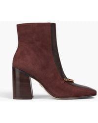 Tory Burch - Embellished Suede And Leather Ankle Boots - Lyst
