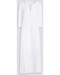 120% Lino - Embellished Slub Linen Midi Dress - Lyst