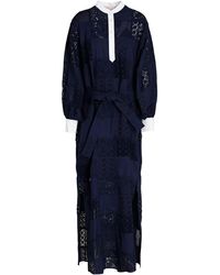 Tory Burch - Oversized Broderie Anglaise, Lace And Cotton-poplin Maxi Dress - Lyst
