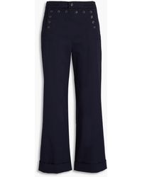 Tory Burch - Button-detailed Cotton-twill Wide-leg Pants - Lyst