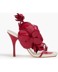 Magda Butrym - Floral-Appliquéd Leather Slingback Sandals - Lyst
