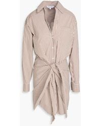 Veronica Beard - Roanoke Tie-Detailed Striped Cotton-Blend Poplin Mini Shirt Dress - Lyst