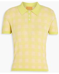 Guest In Residence - Checked Intarsia Silk And Linen-blend Polo Shirt - Lyst