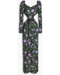 Agua Bendita - Cuarzo Peonia Ocaso Cutout Floral-print Linen-jacquard Maxi Dress - Lyst
