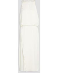 Theory - Crinkled Wrap-effect Satin Midi Dress - Lyst