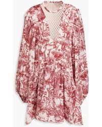 Stella McCartney - Knit-paneled Printed Silk And Cotton-blend Mini Dress - Lyst