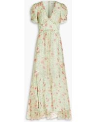 Saloni - Mia Gathered Floral-print Silk-georgette Maxi Dress - Lyst