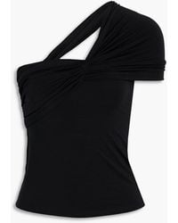 The Line By K - Kyo gerafftes oberteil aus stretch-micromodal® mit asymmetrischer schulterpartie - Lyst