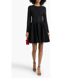 Maje Roxanne Flocked Ruffled Tulle Mini Dress in Black | Lyst