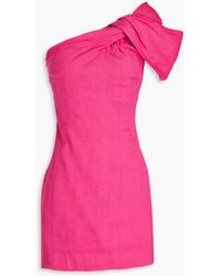 Maje - One-Shoulder Linen-Blend Mini Dress - Lyst