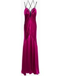 Amanda Wakeley Lace-trimmed Silk-satin Crepe Maxi Slip Dress - Purple