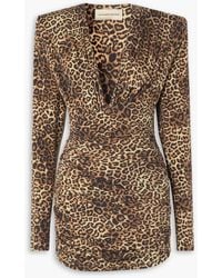 Alexandre Vauthier - Ruched Leopard-print Stretch-jersey Mini Dress - Lyst