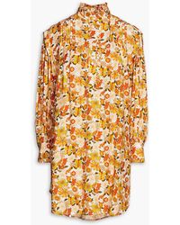 Sandro - Filipa Pintucked Floral-print Jacquard Mini Dress - Lyst