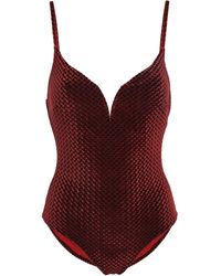 Onia Grace Quilted Velvet Swimsuit Burgundy - Red