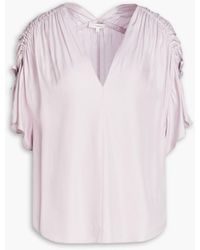 Vince - Ruched Silk-blend Satin Top - Lyst