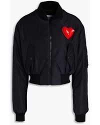 Moschino - Cropped Appliquéd Shell Bomber Jacket - Lyst
