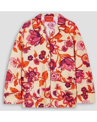 La DoubleJ - Floral-Print Silk-Twill Pajama Shirt - Lyst