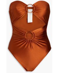 Zimmermann - Cutout Embellished Bandeau Swimsuit - Lyst
