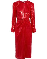 Diane von Furstenberg Mallory Twist-front Metallic Velvet Midi Dress - Red