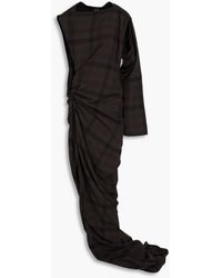 Rick Owens - One-sleeve Checked Cotton-flannel Maxi Dress - Lyst