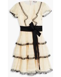 RED Valentino - Tiered Lace-trimmed Tulle Mini Dress - Lyst