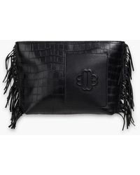 Maje - Fringed Croc-effect Leather Pouch - Lyst