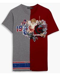 Dolce & Gabbana - T-shirt aus baumwoll-jersey in distressed-optik mit applikationen - Lyst