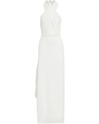 Halston - Neckholder-robe aus crêpe mit drapierung - Lyst