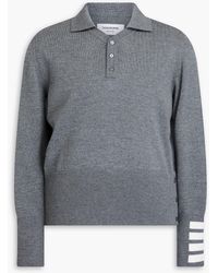 Thom Browne - Mélange Striped Merino Wool Polo Sweater - Lyst