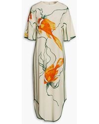 Victoria Beckham - Bedrucktes kleid aus crêpe de chine aus seide - Lyst