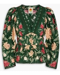 FARM Rio - Floral-print Cotton-poplin Blouse - Lyst