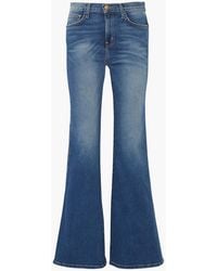 Current/Elliott The Girl Crush Faded Mid-rise Flared Jeans - Blue