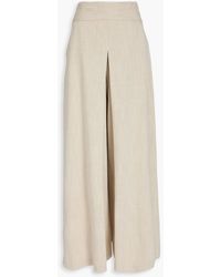 Palmer//Harding - Pleated Cotton And Linen-blend Twill Wide-leg Pants - Lyst