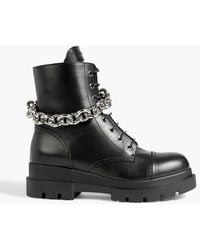 Giuseppe Zanotti - Vichingo 20 Chain-trimmed Leather Combat Boots - Lyst