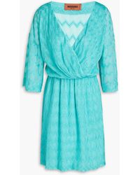 Missoni - Wrap-effect Crochet-knit Mini Dress - Lyst