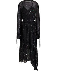 Preen Line Asymmetric Tie-front Floral-print Georgette Maxi Dress - Black