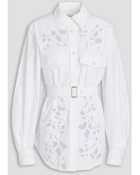 Damen Bekleidung Jacken Jeansjacken und Denimjacken JW Anderson Baumwolle Oversized-hemd Aus Baumwollpopeline Mit Falten in Weiß 