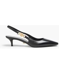 Versace - Medusa Embellished Patent-Leather Slingback Pumps - Lyst