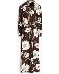 Tory Burch - Belted Floral-print Silk-dupioni Midi Dress - Lyst