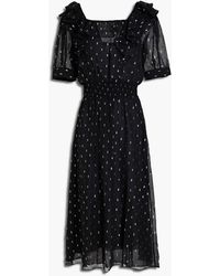 Ba&sh - Romeo Ruffled Metallic Fil Coupé Georgette Midi Dress - Lyst
