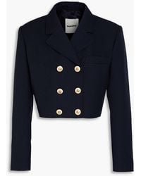 Sandro - Cropped Double-breasted Wool-blend Twill Blazer - Lyst