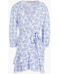 Melissa Odabash - Legacy Ruffled Floral-print Mousseline Mini Wrap Dress - Lyst