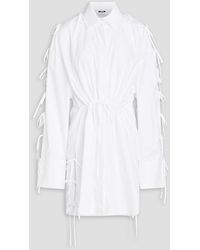 MSGM - Cutout Bow-detailed Cotton-poplin Mini Shirt Dress - Lyst