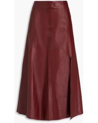 Ferragamo - Leather Midi Skirt - Lyst