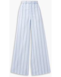 Marni - Embroidered Striped Cotton Wide-Leg Pants - Lyst